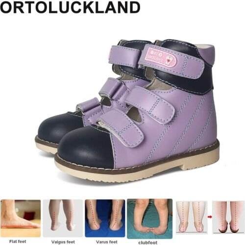 Boys Closed Toe Leather Sandals Kids Arch Support Orthopedic Shoes Children Girls Breathable Sandal For Flatfoot