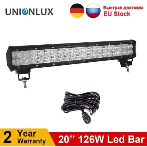 12v 24v dual rows led driving light IP67 waterproof work light 126W 20 inch offroad car led light bar offroad 4x4
