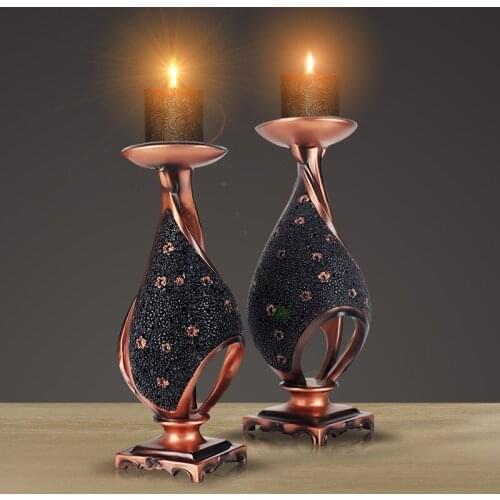 European classical home decoration living room bedroom decoration wedding gift set two inlaid pearl Candlestick decoration