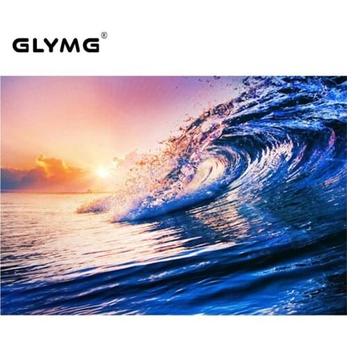 GLymg Diy 5d Diamond Painting Full Drill Sea Wave Scenery Rhinestones Embroidery Paint With Diamonds Home Wall Room Decoration