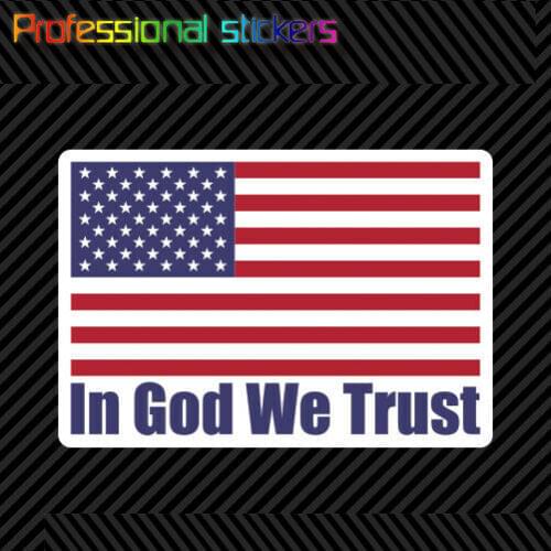In God We Trust USA Flag Sticker Die Cut Vinyl America American Religious US for Car, RV, Laptops, Motorcycles, Office Supplies
