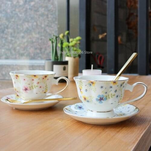 Coffee cup ceramic retro tea English afternoon export bone china Phnom Penh European coffee set