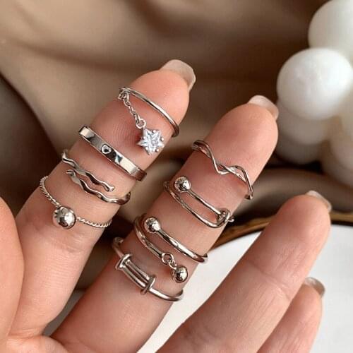 Rings Combination Line For Women Adjustable Opening Personality Hip-hop Design Fashion Couple GirlFriends Gift Jewelry BOYULIGE