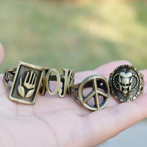 JoJos Bizzare Adventure 18mm size 8# finger Ring Brozen Cosplay rings Kujo Jotaro Handmade 18mm cosplay party Gifts