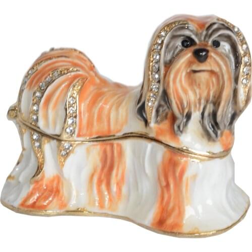 Shihtzu Dog Collectible Figurine Metal Jewelry Trinket Storage Box Keepsake Box Novelty Gifts