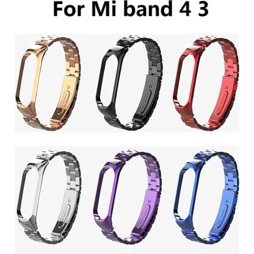 Metal Wristbands Stainless Steel Bracelet Straps For Mi Band 4 Strap Replacement Bracelets for Xiaomi mi band 4 3 Bracelet