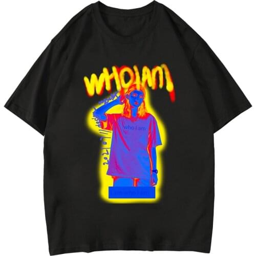 Fashion Hip Hop Thermal Imaging Characters Head Printed Short Sleeves Casual T-shirt Men Women Cotton Casual Tee Tops Oversize