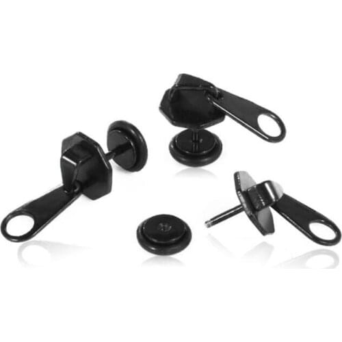 2019 Punk hip hop rock zipper hipster stainless steel mens titanium steel dumbbell earrings earrings