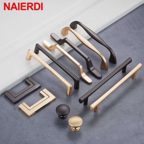 NAIERDI European Pearl Gray Gold Cabinet Handle Zinc Alloy Straight Handle Drawer knob Kitchen Cupboard Pulls Furniture Hardware