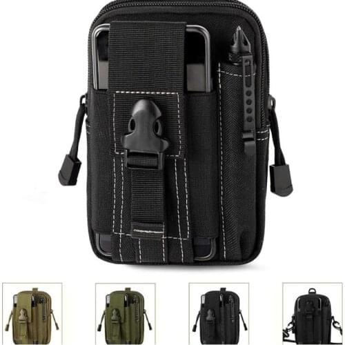 Nylon Tactical Bag Can Hold 5.5 inch Mobile Phone Camouflage Waist Climbing Accessories Oxford Cloth Belt Gadget Bag With Zipper