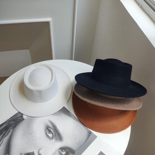 New Winter Wool Ring Concave Top Fedroas Hat For Women Church Dresses Hat Elegant Wedding Hat Men Jazz Fedroa Fascinator Quality