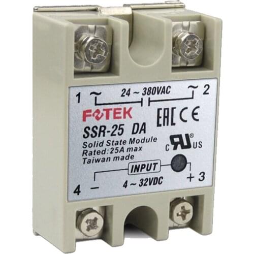 Single phase 24V-380V 25A SSR-25 DA Solid State Relay Module 3-32V DC To AC