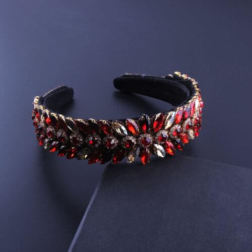 New Personality Dance Show Red Rhinestones Wild Geometric Headband Baroque Exaggerated Fashion Temperament Headband 248