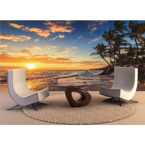 Custom Size 3D Photo Mural paradise tropical island Removable Wall Papers Self-adhesive Vinyl Wall Sticker Art Home Decor Mural