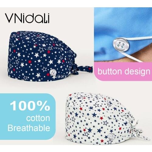 Women and men cotton surgery scrubs cap Hospital Medical nurse Hat Elastic Dentist cap nursing uniform scrubs lab pharmacy hats