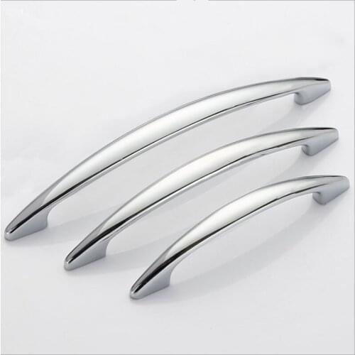 Modern minimalist cabinet closet handle drawer shoe cabinet door handle zinc alloy bright chrome furniture hardware