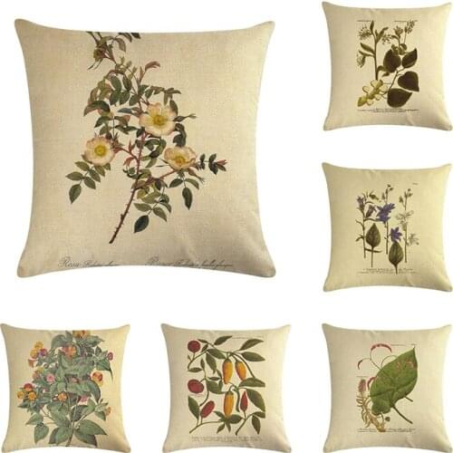 Vintage Flowers and plants cushion cover sofa bed throw pillow cover Home Office Chair decorative 45cmx45cm Flower Pillowcase
