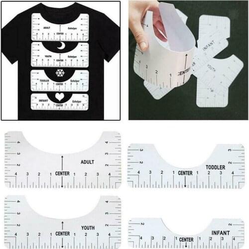 4PCS/Set T-Shirt HTV Vinyl Alignment Ruler Tool Sewing Centering Guide Tools
