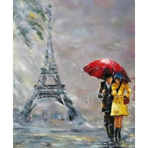 Popular Embroidery Couples under the Umbrella Modern Cross Stitch Sampler with 100% Cotton Floss & Free Shipping for Home Decor