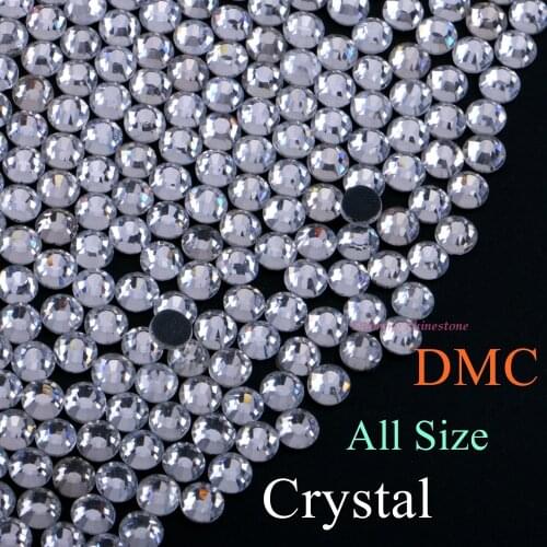 High Quality SS6 to SS50 Clear Crystal DMC Hotfix Rhinestone 1.5mm to 9.5mm Glass Strass Hot Fix Iron On Rhinestones Flatback