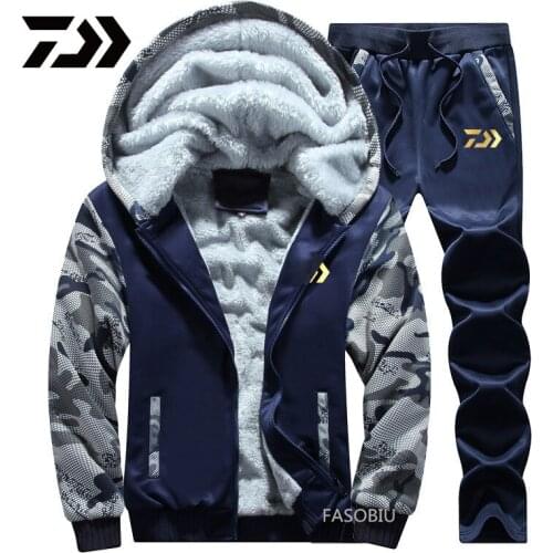 2021 Daiwa Fishing Clothing Velvet Outdoor Sport Camouflage Hiking Pants Fishing Shirt Men Clothes Fishing Jacke