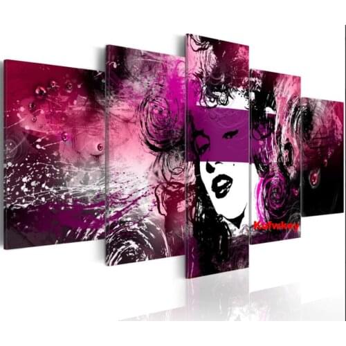 5 Piece Diy Diamond Painting Abstraction Woman,Daimond embroidery 5d full round Drill Color Beauty Handicraft Multi-panel