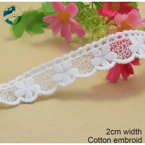 5yards 2cm white lace cotton embroidery lace french lace ribbon fabric guipure diy trims warp knitting sewing Accessories#2985
