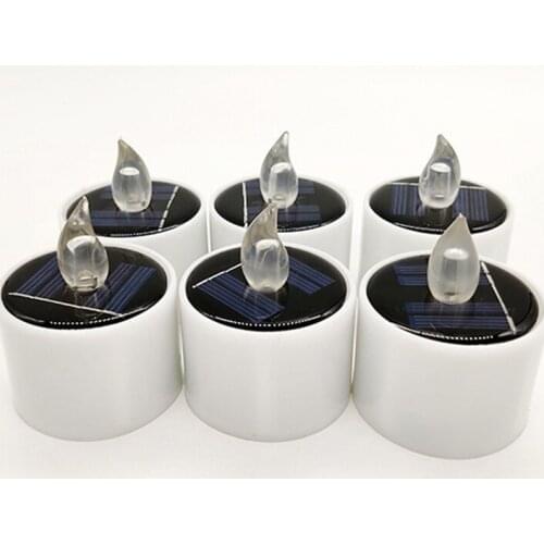 6 pcs Halloween Solar Electronic Candle Small Tea Wax LED Candle Light Smokeless for Home Restaurant J99Store