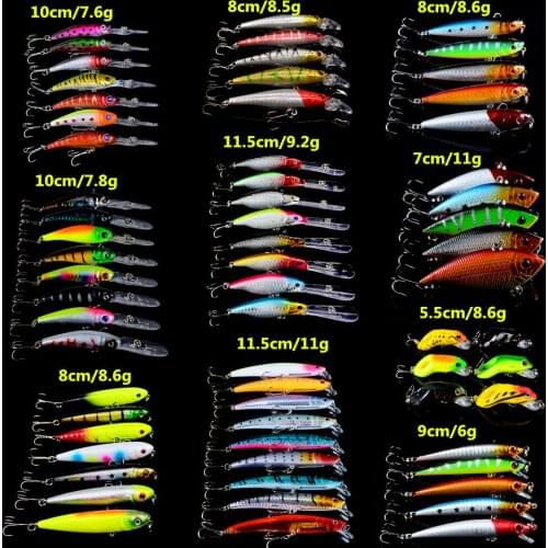 66pcs/lot Fishing Lures Mixed 10 Models Hard Baits 66 Colors High Quality Varisized Bass Crankbait Wobbler Fishing Tackle