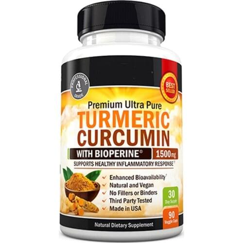 95% curcuminoids Turmeric Curcumin BioPerine 1500mg Natural Joint Healthy 90 Caps/bottle