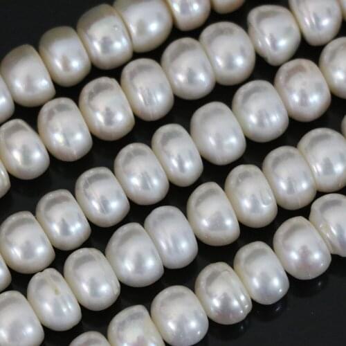 White natural freshwater 9-10mm pearl abacus loose button beads top quality women high grade gift jewelry making 15inch B1390