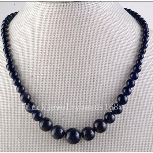 Free shipping 6~14mm Beautiful Blue Sand Ball Beads Necklace 18" FG6446