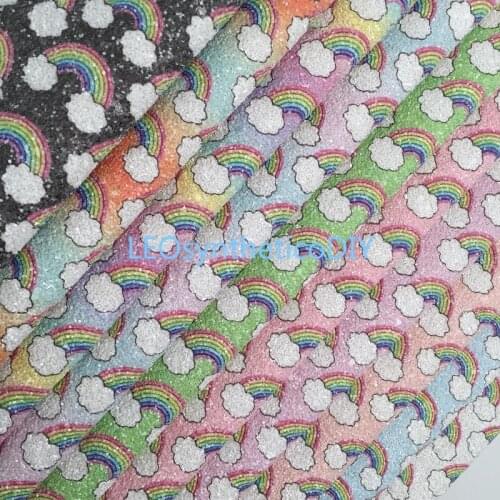 1PC 21X29CM Glitter Fabric, Chunky Glitter Leather, Rainbow Glitter Leather Sheets For Making Bows LEOsyntheticoDIY 4S36
