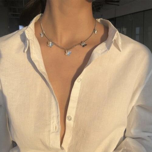 Bohemian Cute Butterfly Choker Necklace For Women Gold Silver Color Clavicle Chain 2020 Fashion Female Chocker Jewelry wholesale