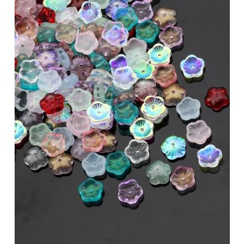 8mm AB Color Plum Flower Beads Czech Glass Crystal Spacer For Jewelry Making Supply Hairpin Handmade Diy Decoration Accessories