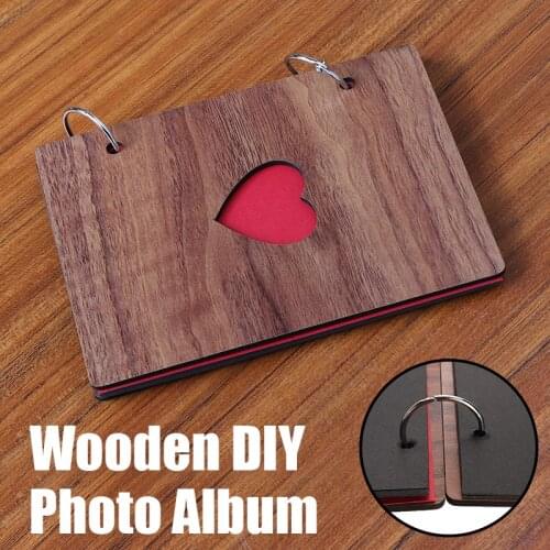Wooden Anniversary Photo Album 30 Pages DIY Photo Album Memory Scrapbook 10.5*15.5cm Children Kids Birthday Record Growth Gifts