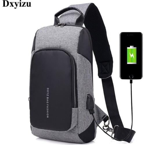 Multifunction Men Crossbody Bags USB Charging Chest Pack Short Trip Messengers Chest Bag Repellent Boys Shoulder Bag Male