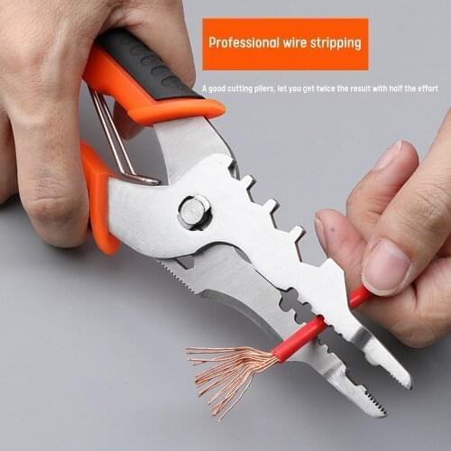 Multifunctional Electrician Pliers 9 In 1 Wire Cutters Stainless Steel Wire Cutters Straight Stripping Pliers Crimping Hand Tool