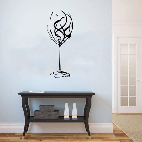 Fashion Wine Glass Swirl Wall Sticker For Restaurant Kitchen Bar Pub Wine Bowl Wall Decal Home Decor Art Mural Vinyl ph874