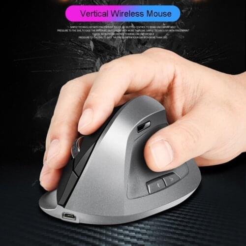 6 Buttons Ergonomic Wireless Mouse 1600DPI USB Rechargeable 2.4GHz Optical Vertical Mice for PC Laptop Desktop Notebook Computer