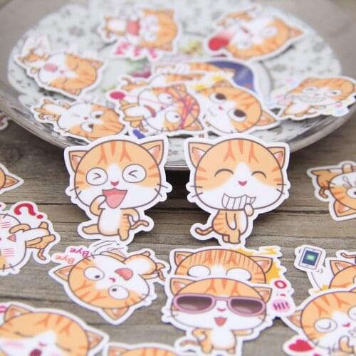 40pcs Cute Cartoon Cat Kitty Kitten Animal Scrapbooking Diary Book Water Bottle Waterproof DIY Sticker Pack for Kids Children