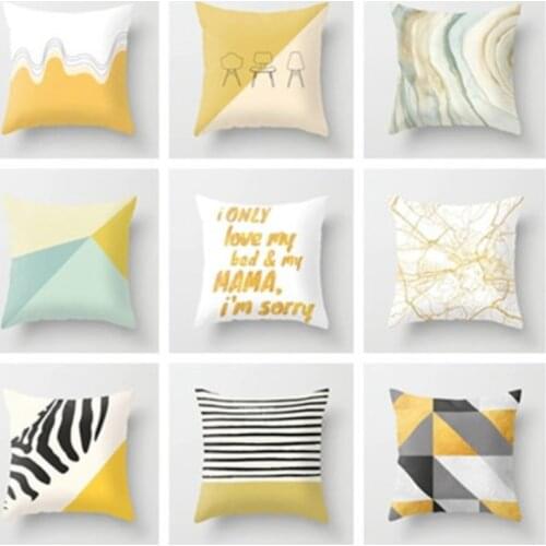 The New Simple Luxury Modern Geometric Yellow Sofa Cushion Relleno Cojin 45x45cm Home Decor Office Chair Decoration Pillowcase
