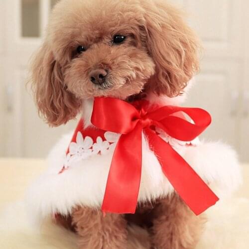 New Year Pet Dog Dress Coat Jacket for Dogs Cats Winter Chihuahua Yorkies Clothes Maltese Clothing Hooded Floral Puppy Costume