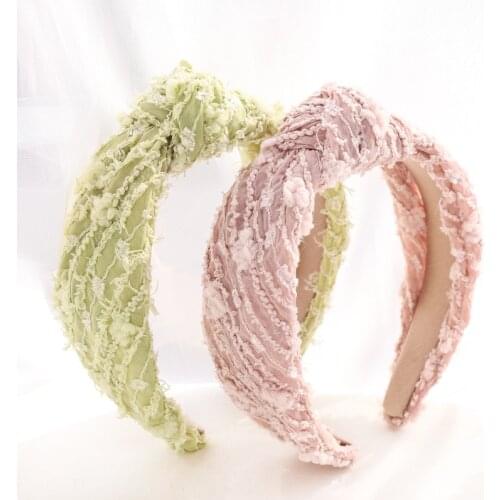 Yarn Solid Hairband For Women Hair Accessories Fresh Sweet Headband Girls Korean Accordion Folds Fashion Head Wrap Wholesale