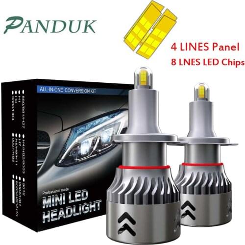 PANDUK 2PCS Car Lights 8 Sides 14000LM H8 H11 LED Lights H7 LED Headlight H1 H3 9005 9006 CSP Chip Bulb 6000K Fog Lights 12V