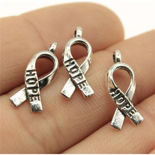 20Pcs 19mm Antique Silver Color Hope Words Scarf Charms For DIY Jewelry Making Vintage Keychain Pendant Accessories Wholesale