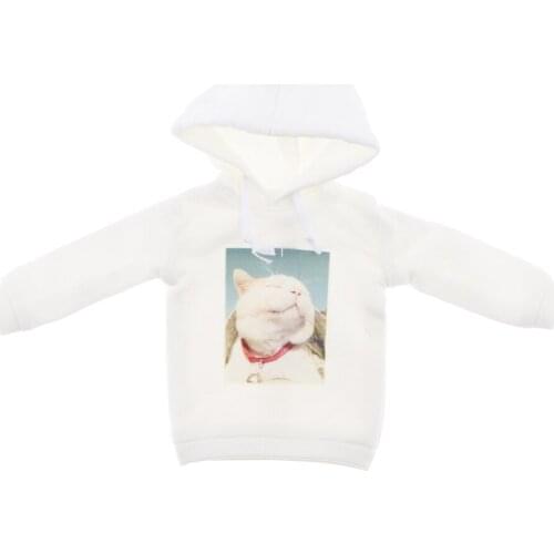 Casual White Printed Hooded T-Shirt for 12 Blythe Doll Clothes