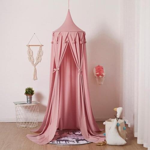 Pink Canopy Bed Curtains Baby Crib Mosquito Net Tent Girls Room Accessories Children Play Tent for Kids Bedroom Decoration
