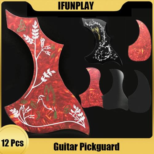 12/100pcs Acoustic Guitar Pickguard DIY Self-adhesive Pick Guard Sticker for 40" 41" Folk Wooden Guitarra Water Drop Bird Style
