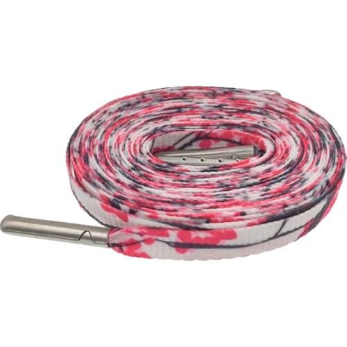 Weiou Silk Screen Printing Flat Plum Blossom Designer Sublimated Shoelaces Sneakers Tennis Shoe Lace Polyester Strings 54"/137cm